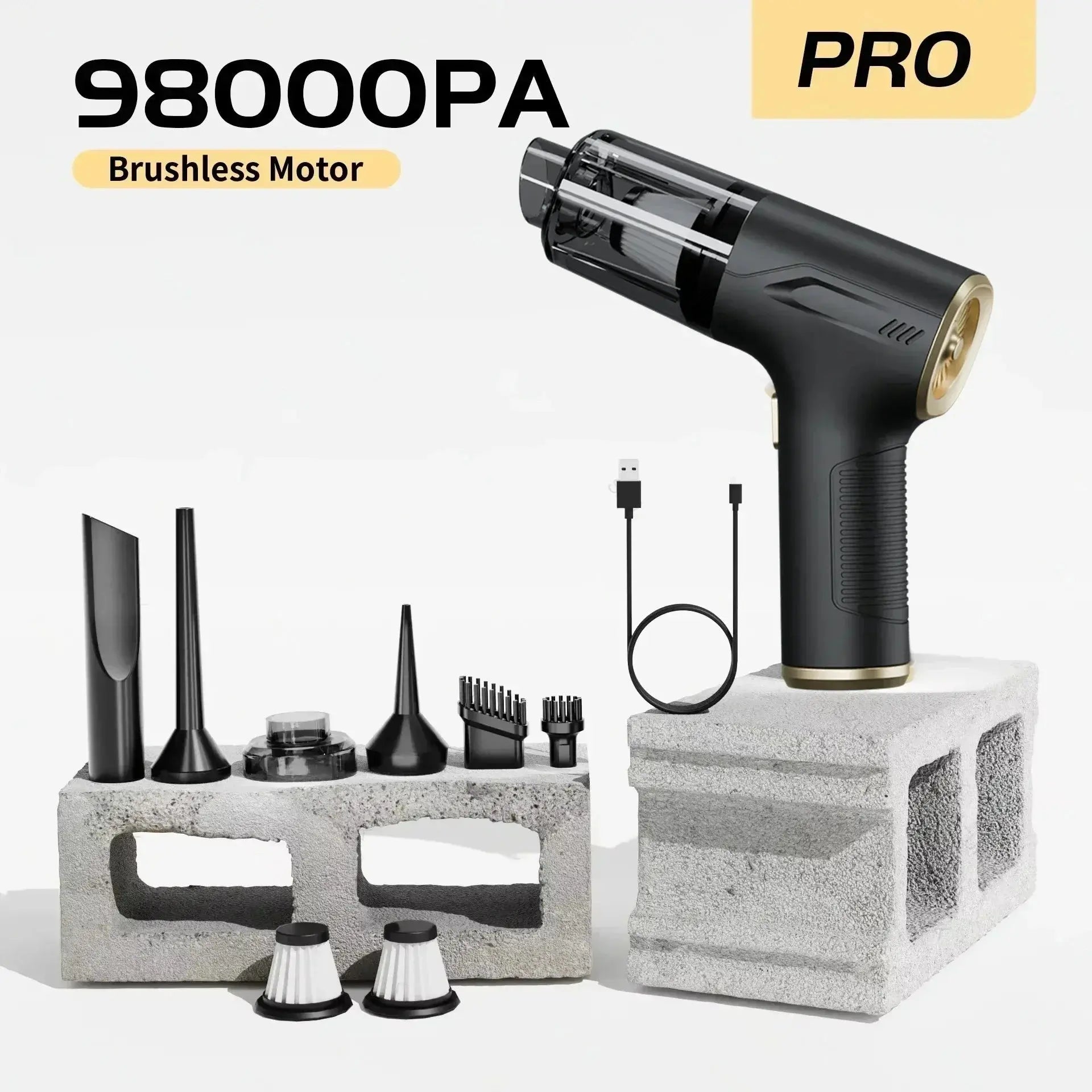 CENRR 98000PA Mini Car Vacuum Cleaner Cordless Powerful Wireless Car Cleaner HandHeld Portable Vacuum Cleaner Air Gun Vibes