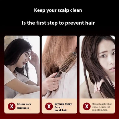 Electric Vibration Massage Comb Red Light Hair Follicle Comb Scalp Oil Liquid Applicator Head Massager Hair Growth Anti Loss Vibes