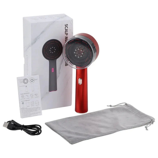 Electric Vibration Massage Comb Red Light Hair Follicle Comb Scalp Oil Liquid Applicator Head Massager Hair Growth Anti Loss Vibes