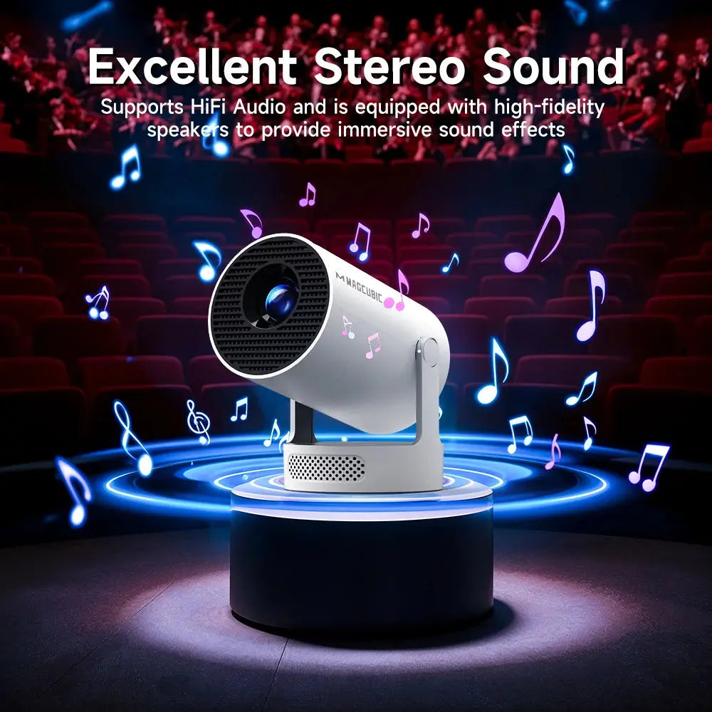 Magcubic 4K HY300 Pro + Projector Built in 5W Speaker 1280*720P Android 11 8000 Lumens Wifi6 BT5.4 Outdoor Portable Projector Vibes