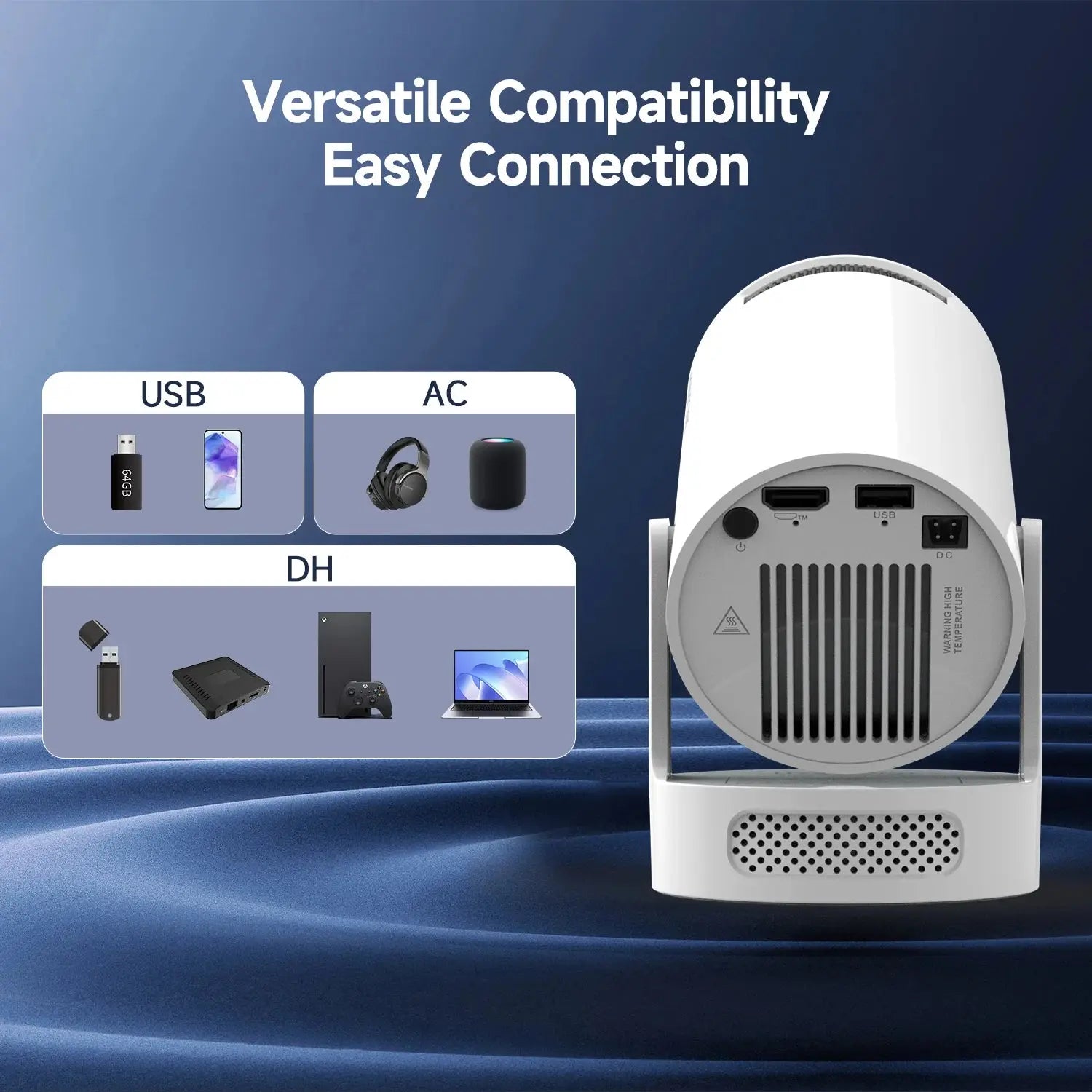 Magcubic 4K HY300 Pro + Projector Built in 5W Speaker 1280*720P Android 11 8000 Lumens Wifi6 BT5.4 Outdoor Portable Projector Vibes