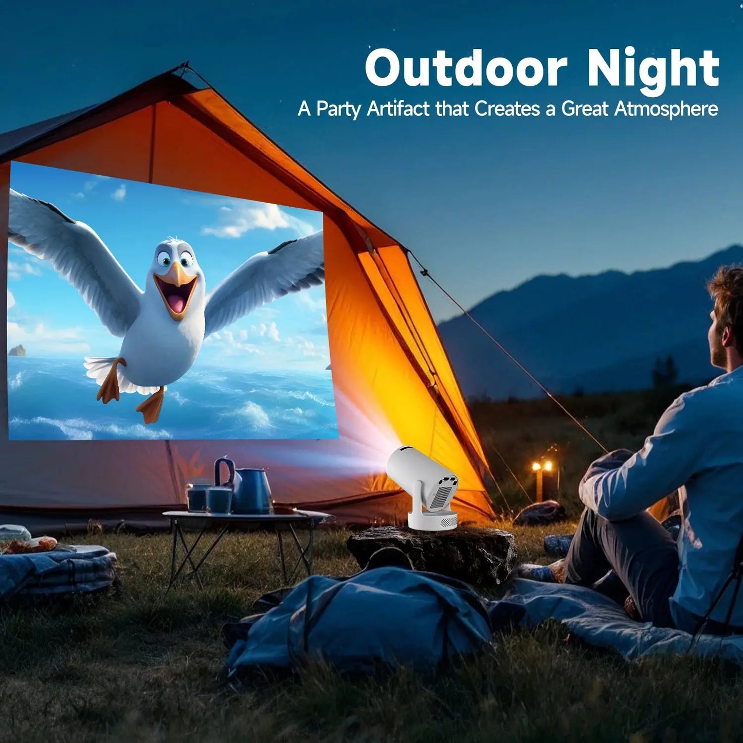 Magcubic 4K HY300 Pro + Projector Built in 5W Speaker 1280*720P Android 11 8000 Lumens Wifi6 BT5.4 Outdoor Portable Projector Vibes