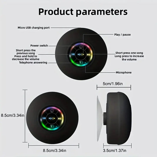New Bathroom Waterproof Wireless LED Bluetooth Speaker Large Suction Cup Mini Portable Speaker Outdoor Sports Stereo Speaker Vibes