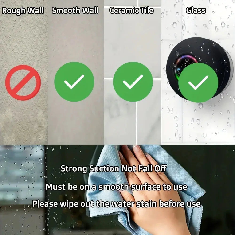 New Bathroom Waterproof Wireless LED Bluetooth Speaker Large Suction Cup Mini Portable Speaker Outdoor Sports Stereo Speaker Vibes