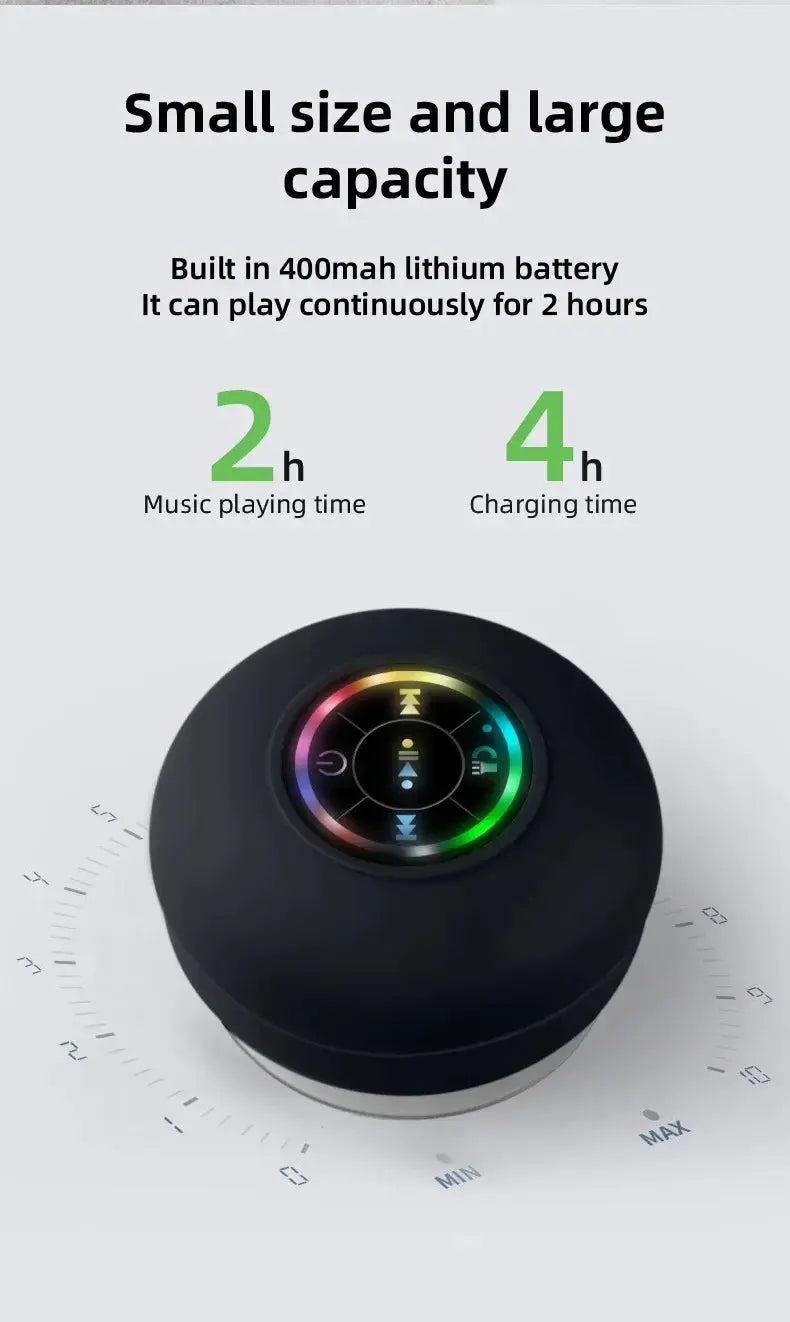 New Bathroom Waterproof Wireless LED Bluetooth Speaker Large Suction Cup Mini Portable Speaker Outdoor Sports Stereo Speaker Vibes