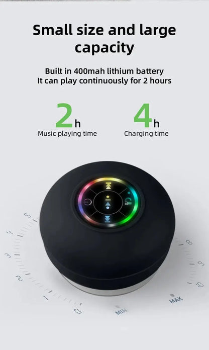New Bathroom Waterproof Wireless LED Bluetooth Speaker Large Suction Cup Mini Portable Speaker Outdoor Sports Stereo Speaker Vibes