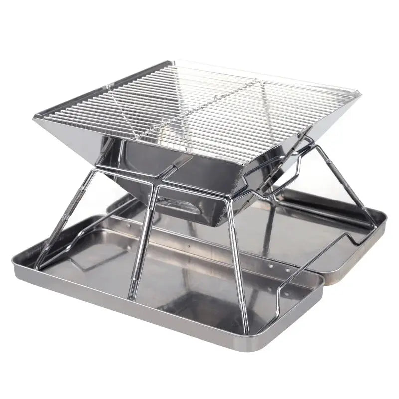 Portable Stainless Steel Folding Charcoal BBQ Grill For 3-4 Person Outdoor Camping Picnic Lightweight Easy Clean Barbecue Vibes