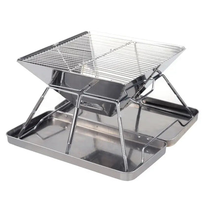 Portable Stainless Steel Folding Charcoal BBQ Grill For 3-4 Person Outdoor Camping Picnic Lightweight Easy Clean Barbecue Vibes