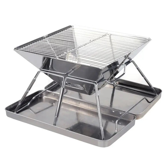 Portable Stainless Steel Folding Charcoal BBQ Grill For 3-4 Person Outdoor Camping Picnic Lightweight Easy Clean Barbecue Vibes