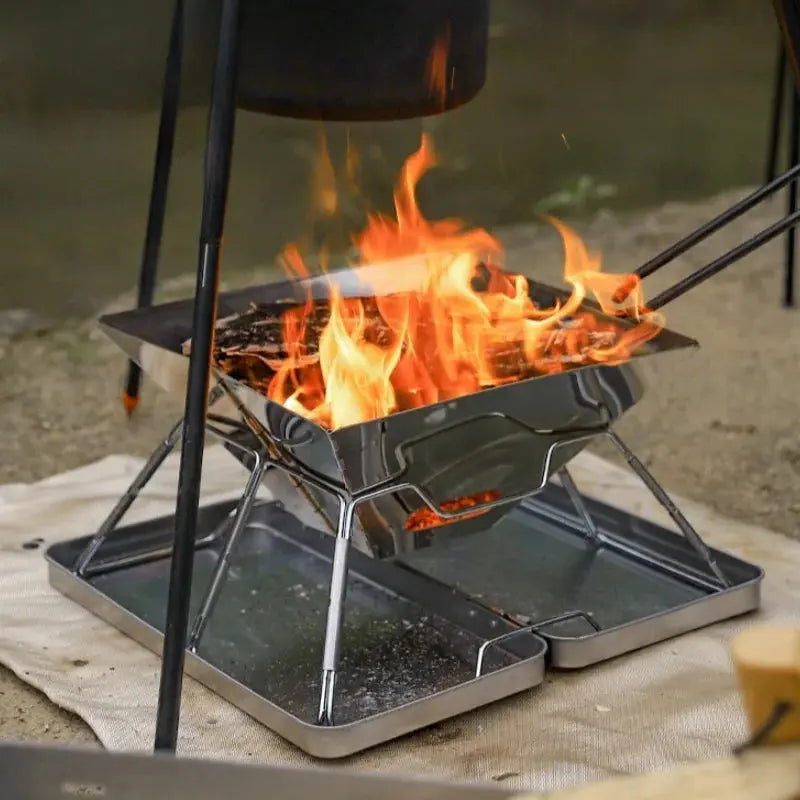 Portable Stainless Steel Folding Charcoal BBQ Grill For 3-4 Person Outdoor Camping Picnic Lightweight Easy Clean Barbecue Vibes