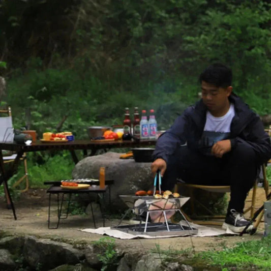 Portable Stainless Steel Folding Charcoal BBQ Grill For 3-4 Person Outdoor Camping Picnic Lightweight Easy Clean Barbecue Vibes