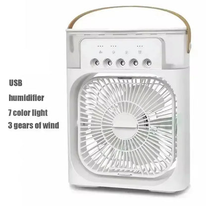 Portable humidifier fan three in one, mini USB air conditioning fan, LED night light, water mist, home fun air cooler humidifier Vibes