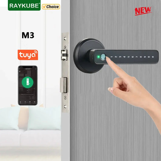 RAYKUBE M3 Tuya BLE Digital Fingerprint Door Lock Electronic Lock with 60/70mm Latch Keys Smartlife/Tuya APP Remote Unlock Vibes