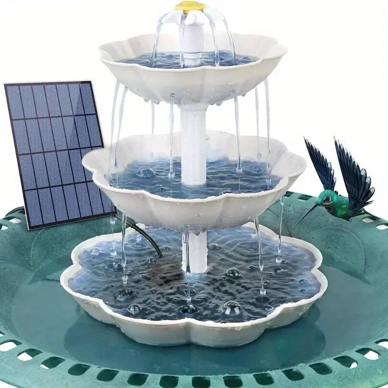 Solar Bird Bath Water Fountain Detachable DIY Water Landscaping Fountain For Bird Bathing Garden Decoration, Outdoor Bird Feeder Vibes