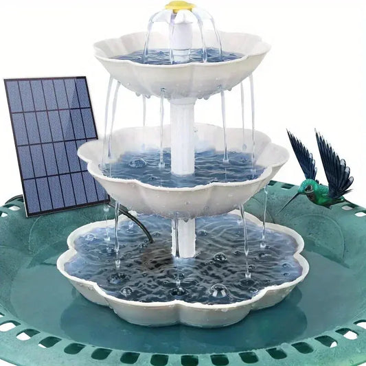 Solar Bird Bath Water Fountain Detachable DIY Water Landscaping Fountain For Bird Bathing Garden Decoration, Outdoor Bird Feeder Vibes