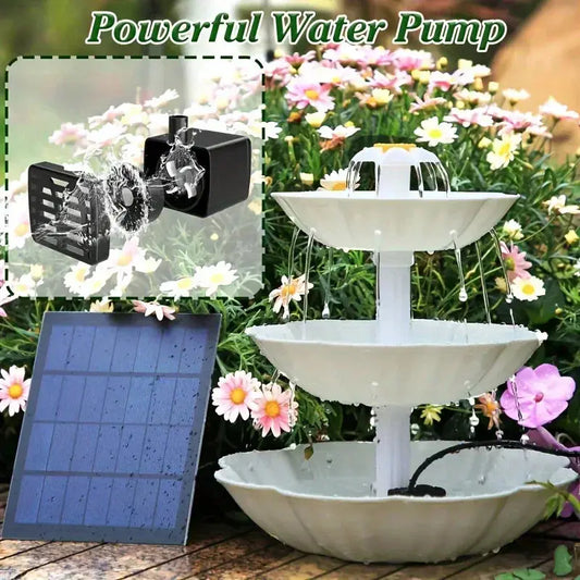 Solar Bird Bath Water Fountain Detachable DIY Water Landscaping Fountain For Bird Bathing Garden Decoration, Outdoor Bird Feeder Vibes