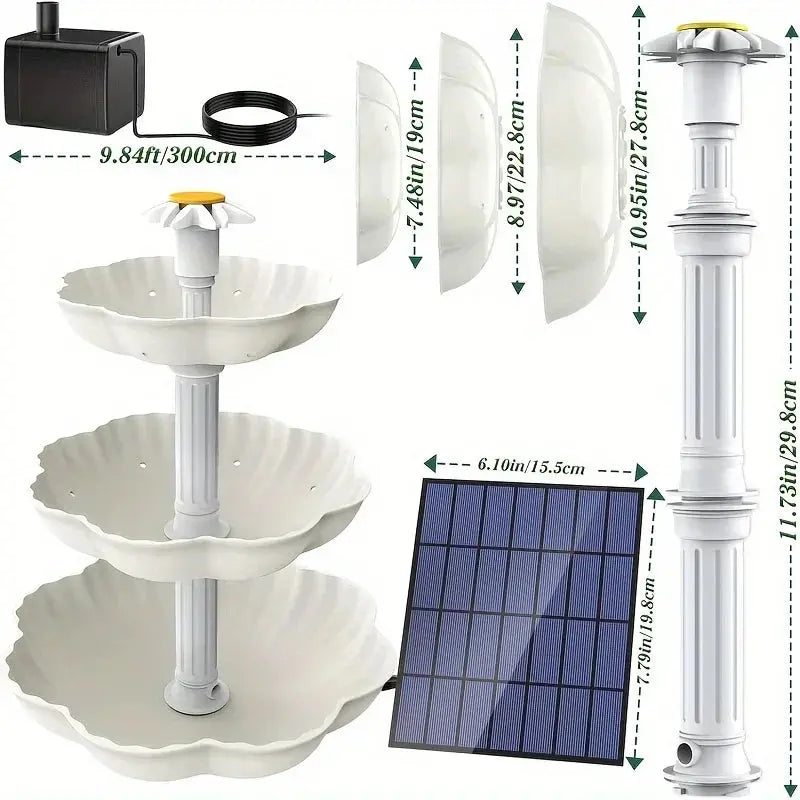 Solar Bird Bath Water Fountain Detachable DIY Water Landscaping Fountain For Bird Bathing Garden Decoration, Outdoor Bird Feeder Vibes