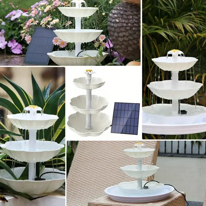 Solar Bird Bath Water Fountain Detachable DIY Water Landscaping Fountain For Bird Bathing Garden Decoration, Outdoor Bird Feeder Vibes