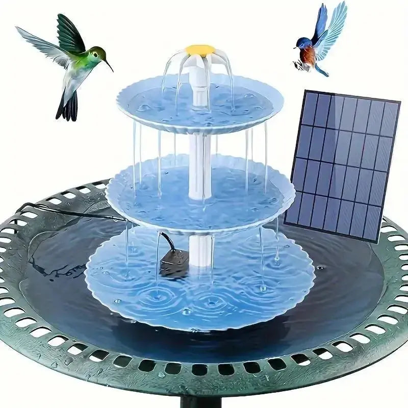 Solar Bird Bath Water Fountain Detachable DIY Water Landscaping Fountain For Bird Bathing Garden Decoration, Outdoor Bird Feeder Vibes