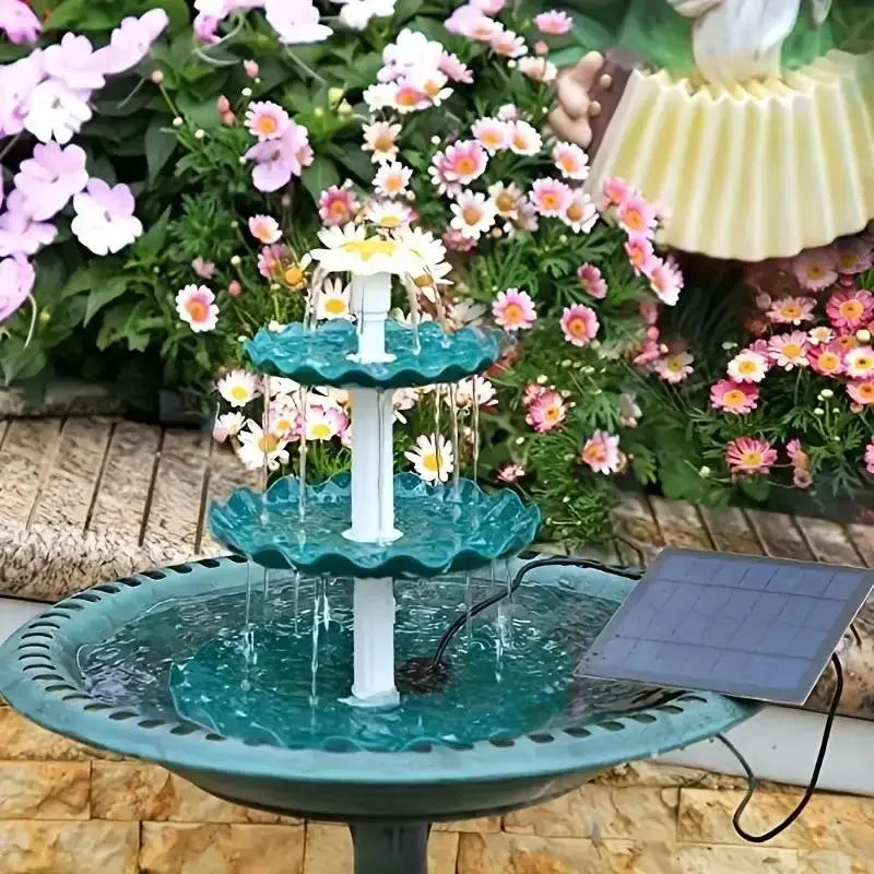 Solar Bird Bath Water Fountain Detachable DIY Water Landscaping Fountain For Bird Bathing Garden Decoration, Outdoor Bird Feeder Vibes
