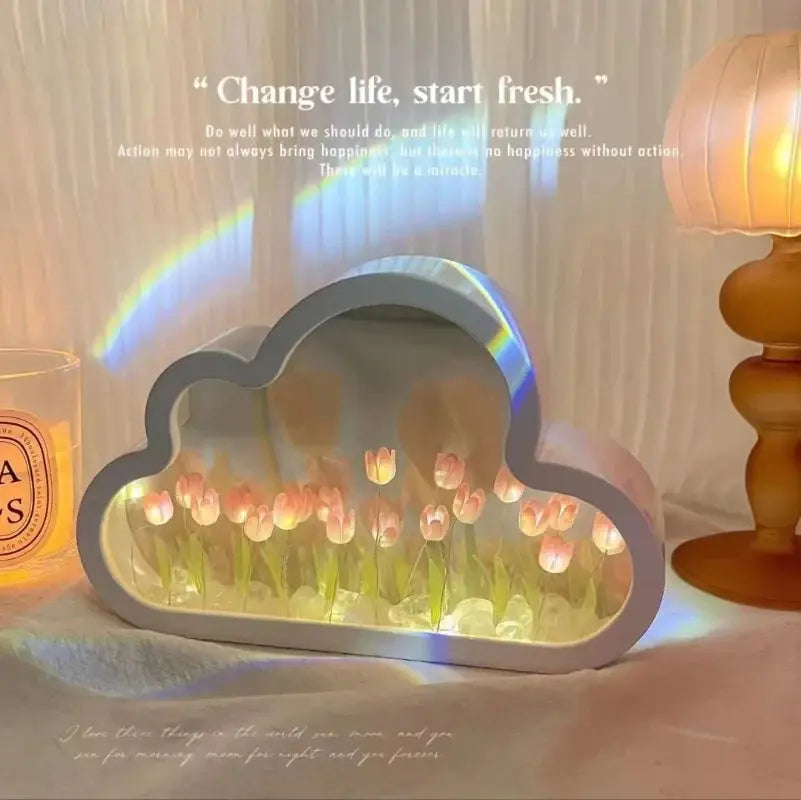 Tulip Cloud Sea of Flowers Night Light Creative Light Atmosphere Light Transparent Qixi Lovers Gift Desktop Decoration Vibes
