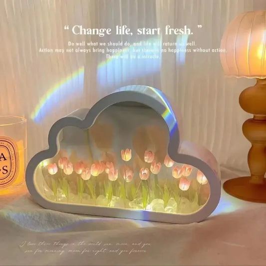 Tulip Cloud Sea of Flowers Night Light Creative Light Atmosphere Light Transparent Qixi Lovers Gift Desktop Decoration Vibes