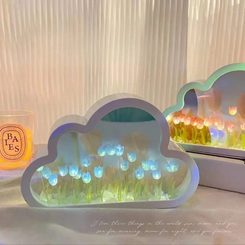 Tulip Cloud Sea of Flowers Night Light Creative Light Atmosphere Light Transparent Qixi Lovers Gift Desktop Decoration Vibes