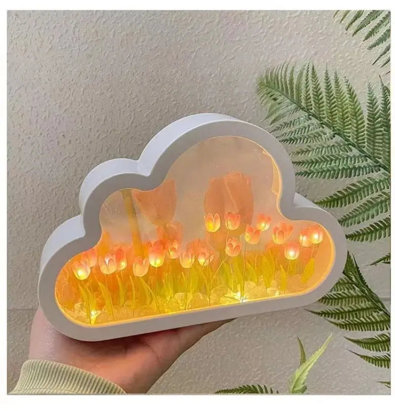 Tulip Cloud Sea of Flowers Night Light Creative Light Atmosphere Light Transparent Qixi Lovers Gift Desktop Decoration Vibes