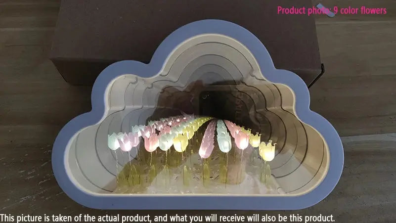 Tulip Cloud Sea of Flowers Night Light Creative Light Atmosphere Light Transparent Qixi Lovers Gift Desktop Decoration Vibes