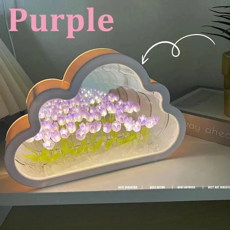 Tulip Cloud Sea of Flowers Night Light Creative Light Atmosphere Light Transparent Qixi Lovers Gift Desktop Decoration Vibes