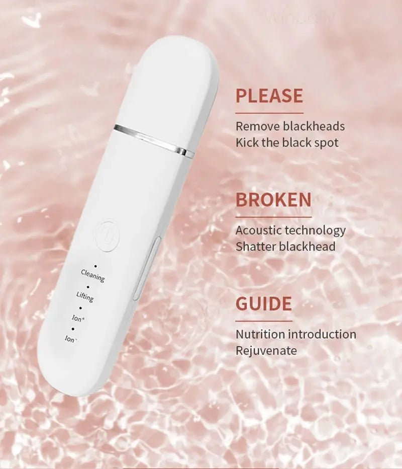 Ultrasonic Skin Scrubber Vibration Face Spatula Blackhead Remover Shovel Clean Cavitation Peeling Facial Lifting Skin Care Tools Vibes
