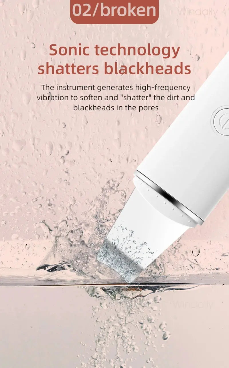 Ultrasonic Skin Scrubber Vibration Face Spatula Blackhead Remover Shovel Clean Cavitation Peeling Facial Lifting Skin Care Tools Vibes