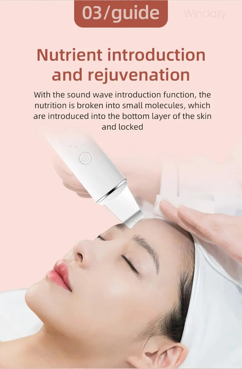 Ultrasonic Skin Scrubber Vibration Face Spatula Blackhead Remover Shovel Clean Cavitation Peeling Facial Lifting Skin Care Tools Vibes