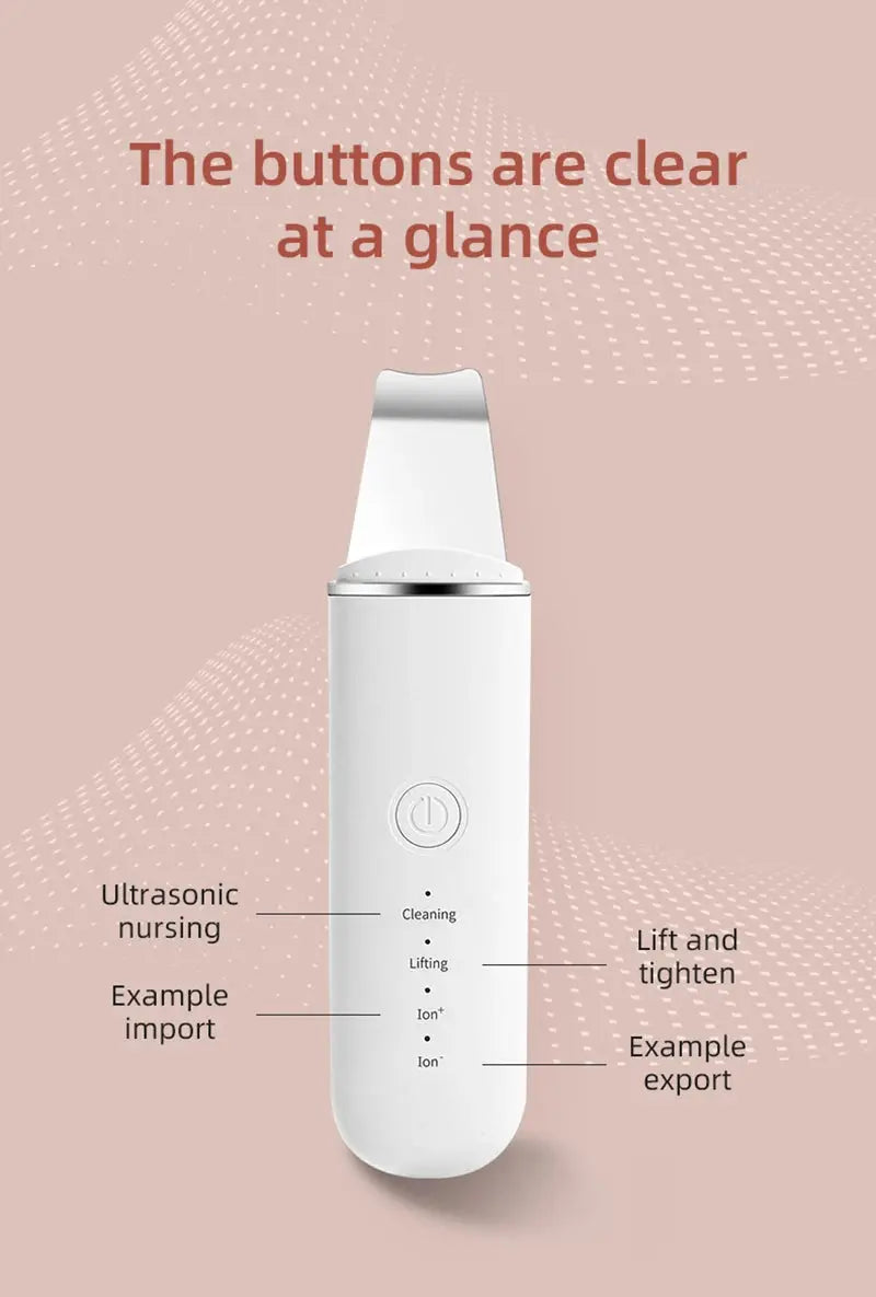Ultrasonic Skin Scrubber Vibration Face Spatula Blackhead Remover Shovel Clean Cavitation Peeling Facial Lifting Skin Care Tools Vibes