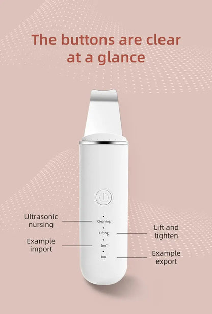 Ultrasonic Skin Scrubber Vibration Face Spatula Blackhead Remover Shovel Clean Cavitation Peeling Facial Lifting Skin Care Tools Vibes